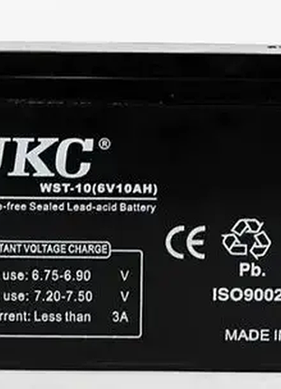 Аккумуляторная батарея agm ukc wst-10 6v 10ah аккумулятор для упса, аккумулятор для детского электромобиля