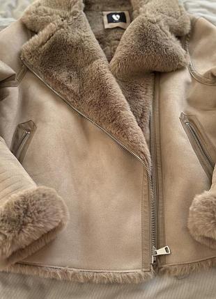 Жіноча дублянка в стилі "авіатор" із еко замші та еко хутра фірми v by very