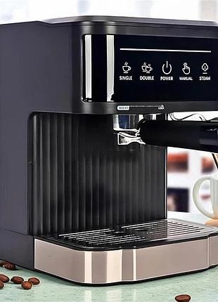 Кухонная кофеварка crownberg cb-1572 1200вт полуавтоматическая 1.8л с сенсорным управлением 20 бар