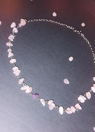 Ожерелье из розового кварца