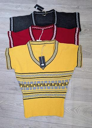 Жилетка женская теплая безрукавка из шерсти турочница жаккардовые жилеты