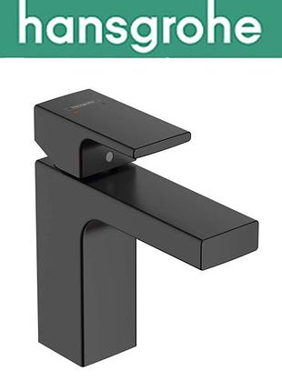 Смеситель hansgrohe (art 71561670) для раковины однорычажный с сливной гарнитурой, vernis shape, чёрный мат