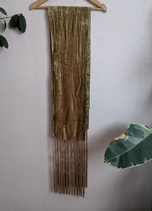 Двусторонний шарф с длинными кистями