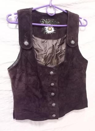 Вінтажна замшева жилетка distler, гудзики з едельвейсами