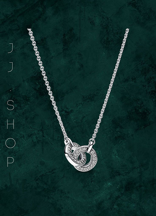 Серебряное ожерелье с переплетенными кольцами pandora (пандора) 392736c01