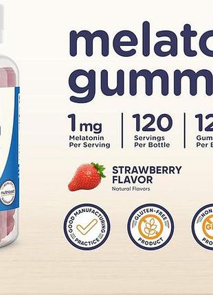 Nutricost, kids, мелатонин, для детей в возрасте от 4 лет, клубника, 1 мг, 120 жевательных мармеладок