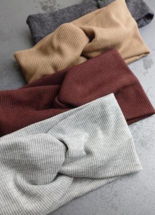 Пов'язка на вушка дитяча в рубчик сирій