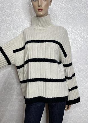 Вовняний светр оверсайз з високим коміром з 100 % мʼякої вовни від h&m premium