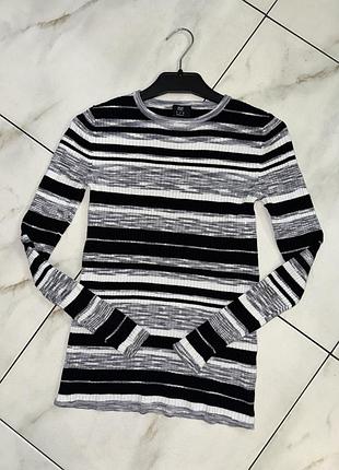 Женский гольф лонгслив в рубчик в полоску f&f xs-s (36) 40-42 вискоза