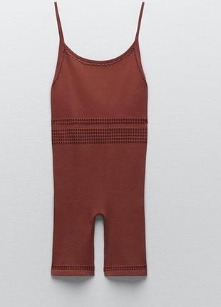 Ромпер від zara, комбінезон жіночий в рубчик