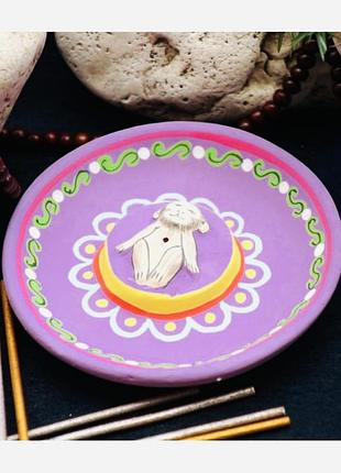 Підставка тарілка мавпочка фіолетова, синя, бірюза