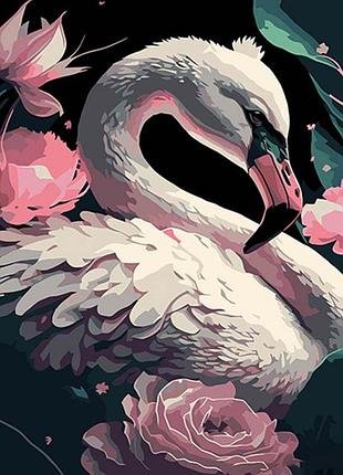Картина по номерам фламинго в цветах strateg на черном фоне 40х50 см ah1043