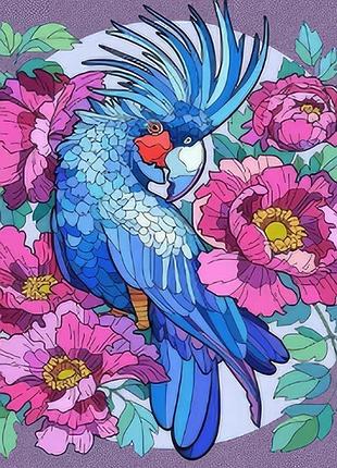 Набір для розпису-антистрес strateg папуга у квітах 30х30 см jcee36805