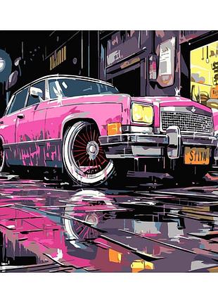 Картина по номерам stateg розовая машина на черном фоне 40х50 см ah1175-17