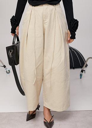 Котонові широкі штани із зав'язками