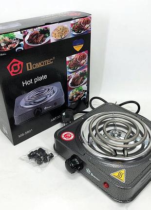 Электроплита спиральная настольная плита domotec ms-5801 1000 вт, переносная компактная электроплита