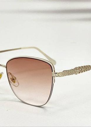 Окуляри для корекції зору жіночі лисички із градієнтним тонуванням у металевій напівобідковій оправі бежевий, +1.25