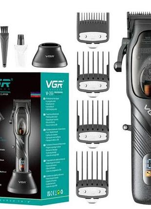 Машинка для стрижки волос vgr v-269 (профессиональная) с дисплеем и 4 насадками, окантовочная машинка