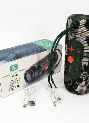 Портативная bluetooth колонка tg341 со шнурком, аккумуляторная колонка для музыки. цвет: камуфляж
