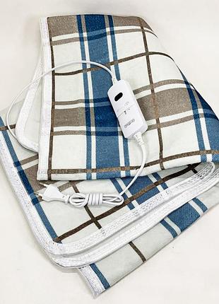 Электропростынь 150х120 см теплая электро простыня одеяло с подогревом клетка