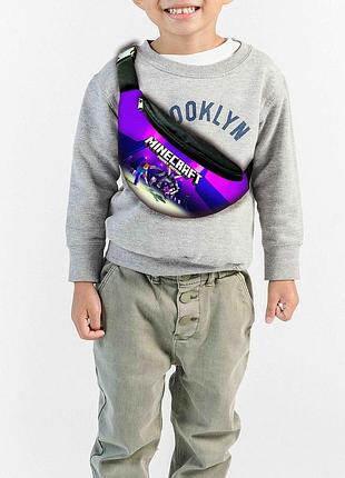 Сумка-бананка детская майнкрафт "minecraft" с принтом,32х15см,сумка для мальчика через плечо (00145)