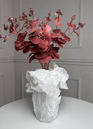 Букет евкаліпту штучний для декору 5шт/уп. колір: бордовий