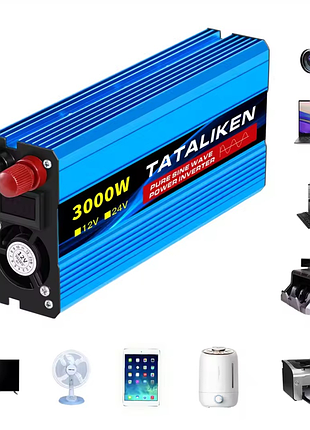 Инвертор 12v 220v tataliken 3000w чистый синус преобразователь 12/220 5