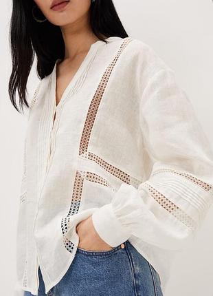 Блуза - вышиванка 100% лен ada white