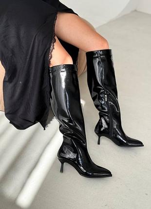 Натуральная кожа, шикарные черные удобные премиальные деми сапоги