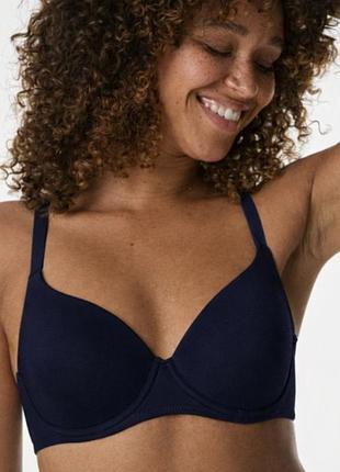 Бюстгальтер женский m&amp;s collection темно-синий, на косточках, с мягкой чашкой 90а