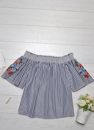 Красива блуза в полоску з вишивкою m&s collection.