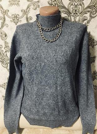 Шикарный тёплый вязаной свитер водолазка
