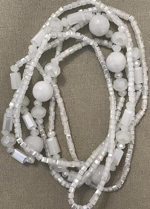 Довге намисто з морозного скла і стікляруса вінтаж