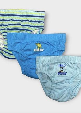Труси primark набір 3 шт. дитячі на хлопчика модель сліпи принт черепаха, акула 92 см (1,5-2 роки) сині