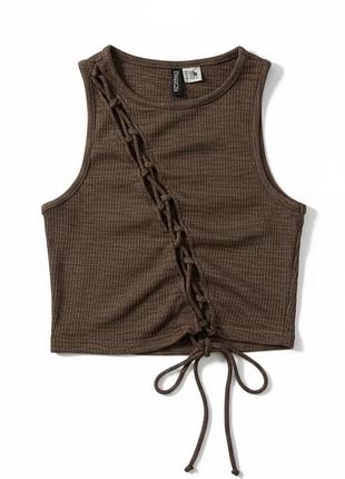 Топ h&amp;m коричневый с связями сексуальный