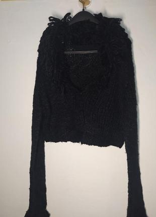 Шерстяний кардиган, масивна в'язка, в'язаний, тепленький светр, накидка, піджак2 фото