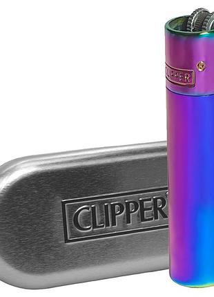 Металлическая зажигалка clipper газовая metal icy color