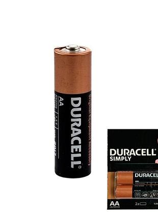 Батарейка aa lr6 duracell simply щелочная 1.5в долговечная алкалиновая для пультов, игрушек, техники