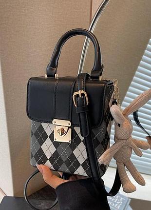 Маленькая детская сумочка с игрушкой брелоком, мини сумка для девочек с зайчиком