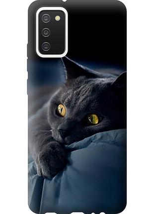 Чехол 2d пластиковый на телефон samsung galaxy a02s a025f дымчатый кот "825t-2203-58250"