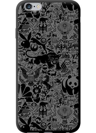 Чехол tpu на телефон iphone 6 plus чёрно-серый стикер бомбинг "2432b-48-58250"
