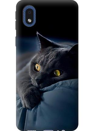 Чехол силиконовый на телефон samsung galaxy a01 core a013f дымчатый кот "825u-2065-58250"