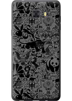 Чехол силиконовый на телефон samsung galaxy c9 pro чёрно-серый стикер бомбинг "2432u-720-58250"