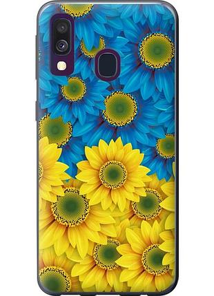 Чохол силіконовий патріотичний на телефон samsung galaxy a40 2019 a405f жовто-блакитні квіти "1048u-1672-58250"