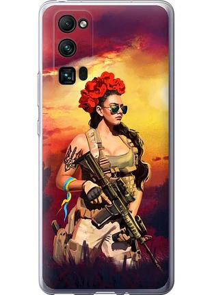 Чохол силіконовий патріотичний на телефон huawei honor 30 pro українка зі зброєю "5316u-1920-58250"