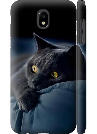 Чехол 3d пластиковый матовый на телефон samsung galaxy j5 j530 (2017) дымчатый кот "825m-795-58250"