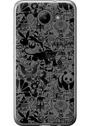 Чохол силіконовий на телефон huawei y3 2017 чорно-сірий стікер бомбінг "2432u-991-58250"