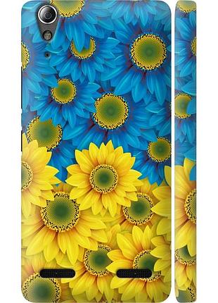 Чехол 3d пластиковый матовый патриотический на телефон lenovo a6000 жёлто-голубые цветы "1048m-103-58250"