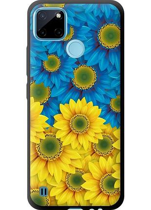 Чехол tpu патриотический на телефон realme c21y жёлто-голубые цветы "1048b-2472-58250"
