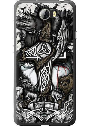 Чохол 2d пластиковий на телефон huawei y5 ii тату вікінг "4098t-496-58250"